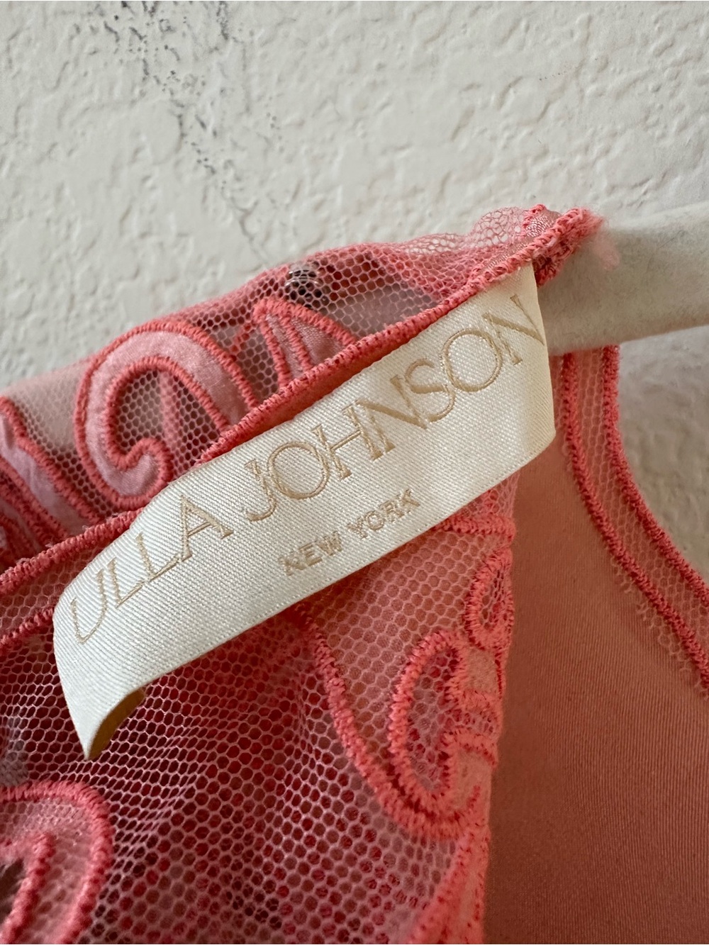 ULLA JOHNSON Kaia Open-Back Asymmetric Lace Silk Midi Pink Dress SZ US 6 - Picture 8 of 11
